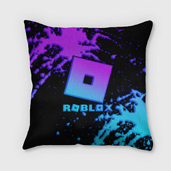 Подушка квадратная Roblox logo neon gradient