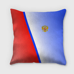 Подушка квадратная Россия полосы с гербом, цвет: 3D-принт
