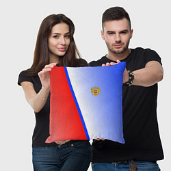 Подушка квадратная Россия полосы с гербом, цвет: 3D-принт — фото 2