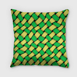 Подушка квадратная Жёлто-зелёная плетёнка - оптическая иллюзия
