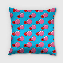 Подушка квадратная Губы с жвачкой, цвет: 3D-принт