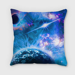 Подушка квадратная Космос - планета и яркая звезда, цвет: 3D-принт