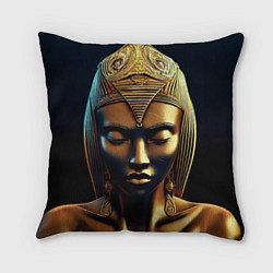 Подушка квадратная Нейросеть - золотая статуя египетской царицы, цвет: 3D-принт