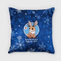 Подушка квадратная Кролик - символ нового года, цвет: 3D-принт