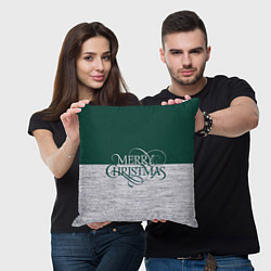 Подушка квадратная Merry Christmas зелёный, цвет: 3D-принт — фото 2