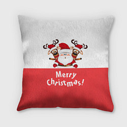 Подушка квадратная Дед Мороз с оленями