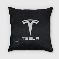 Подушка квадратная Tesla логотип - матовое стекло