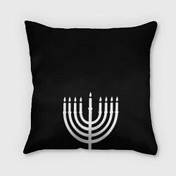 Подушка квадратная Белая менора для праздника огней, цвет: 3D-принт