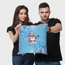 Подушка квадратная Крутой Дед Мороз - снежинки, цвет: 3D-принт — фото 2