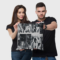 Подушка квадратная Геометрическое множество объёмных чёрно-белых фигу, цвет: 3D-принт — фото 2
