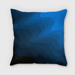 Подушка квадратная Абстрактный темно синий узор волны, цвет: 3D-принт
