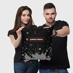 Подушка квадратная Кристина - в красной рамке на темном, цвет: 3D-принт — фото 2