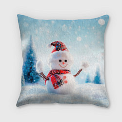 Подушка квадратная Милый снеговик, цвет: 3D-принт