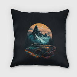 Подушка квадратная Киберпанк авто и горы, цвет: 3D-принт