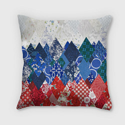 Подушка квадратная Флаг России в стиле пэчворк, цвет: 3D-принт