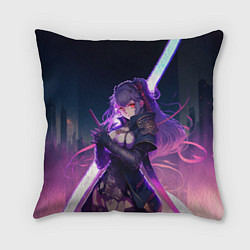 Подушка квадратная Cyber girl in purple light