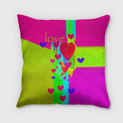 Подушка квадратная Love сердечки, цвет: 3D-принт