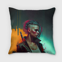 Подушка квадратная Cyberpunk girl art, цвет: 3D-принт