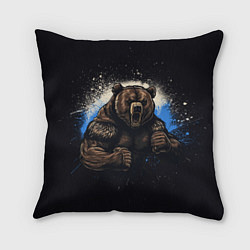 Подушка квадратная Сильный медведь, цвет: 3D-принт