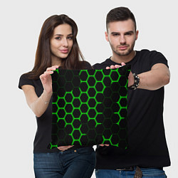 Подушка квадратная Кислотные соты броня, цвет: 3D-принт — фото 2