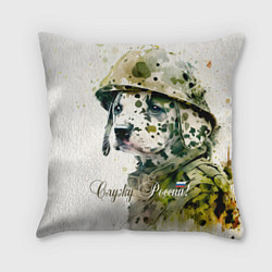 Подушка квадратная Милый щенок в военном камуфляже, цвет: 3D-принт