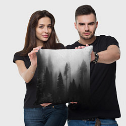 Подушка квадратная Красивый лес и туман, цвет: 3D-принт — фото 2