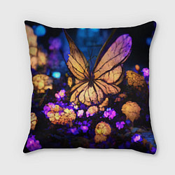 Подушка квадратная Цветок бабочка midjouney, цвет: 3D-принт