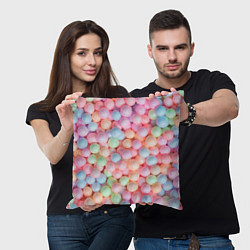 Подушка квадратная Разноцветные шарики, цвет: 3D-принт — фото 2