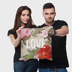 Подушка квадратная Love Любовь и цветы, цвет: 3D-принт — фото 2