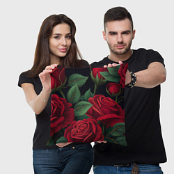 Подушка квадратная Много красных роз, цвет: 3D-принт — фото 2