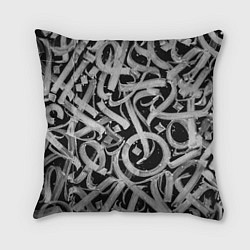 Подушка квадратная Черно-белая каллиграфия