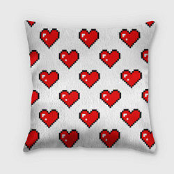 Подушка квадратная Сердца в стиле пиксель-арт, цвет: 3D-принт