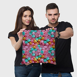 Подушка квадратная Конфетные камешки Монпансье, цвет: 3D-принт — фото 2