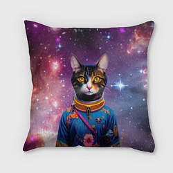 Подушка квадратная Кот бравый космонавт, цвет: 3D-принт