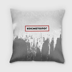 Подушка квадратная Косметолог в рамке красного цвета, цвет: 3D-принт