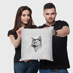 Подушка квадратная Арт белая кошка, цвет: 3D-принт — фото 2