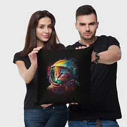 Подушка квадратная Кот в скафандре, цвет: 3D-принт — фото 2