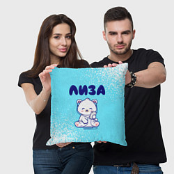 Подушка квадратная Лиза белый мишка, цвет: 3D-принт — фото 2
