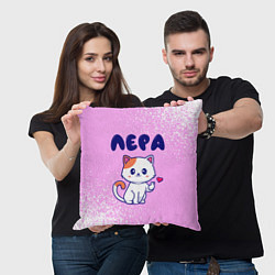 Подушка квадратная Лера кошечка с сердечком, цвет: 3D-принт — фото 2