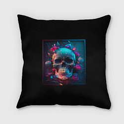 Подушка квадратная Неоновый мексиканский череп, цвет: 3D-принт