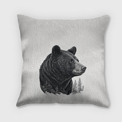 Подушка квадратная Нарисованный медведь, цвет: 3D-принт