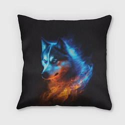 Подушка квадратная Водно-огненная стихия волка
