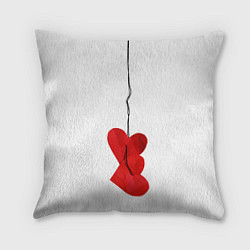 Подушка квадратная Сердца валентинки, цвет: 3D-принт