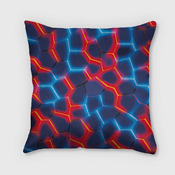 Подушка квадратная Красный и синий неон, цвет: 3D-принт