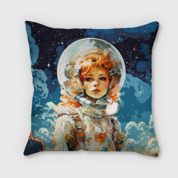 Подушка квадратная Рыжая девушка космонавт