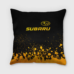 Подушка квадратная Subaru - gold gradient: символ сверху, цвет: 3D-принт