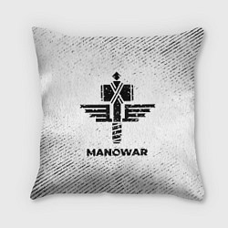 Подушка квадратная Manowar с потертостями на светлом фоне, цвет: 3D-принт