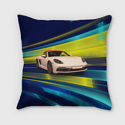 Подушка квадратная Спорткар Porsche в движении, цвет: 3D-принт