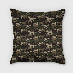 Подушка квадратная Лошади - камуфляж, цвет: 3D-принт