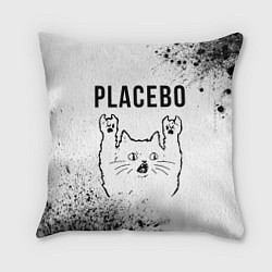 Подушка квадратная Placebo рок кот на светлом фоне